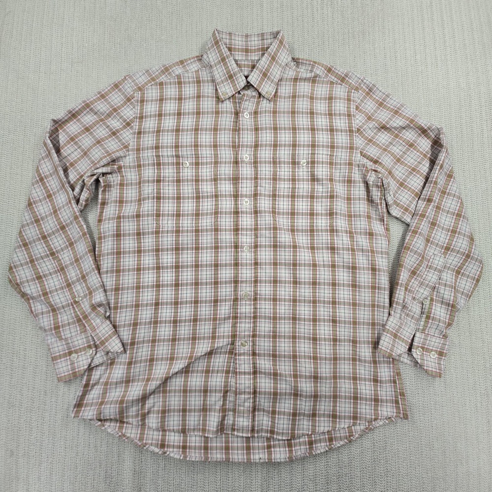Emidio Tucci Shirt Mens Large Multicolor Plaid Long Sleeve Button Up Down Cotton